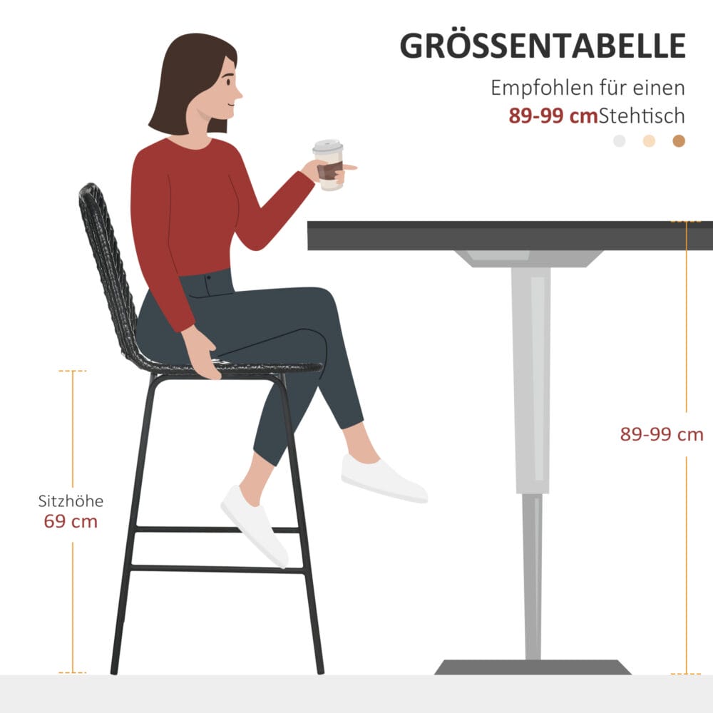 Barhocker 2er-Set 42,5x52x102cm mit Fussstütze Schwarz – Produktfoto zeigt modernes Design, hochwertige Materialien und funktionale Eigenschaften ideal für Wohn- oder Arbeitsbereiche. Perfekt als Einrichtungsinspiration oder zur Produktpräsentation in einem Onlineshop.