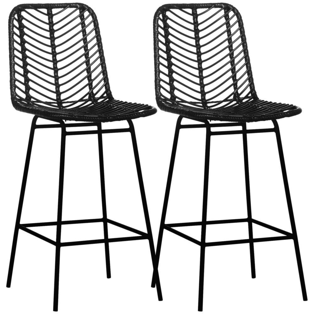 Barhocker 2er-Set 42,5x52x102cm mit Fussstütze Schwarz – Produktfoto zeigt modernes Design, hochwertige Materialien und funktionale Eigenschaften ideal für Wohn- oder Arbeitsbereiche. Perfekt als Einrichtungsinspiration oder zur Produktpräsentation in einem Onlineshop.