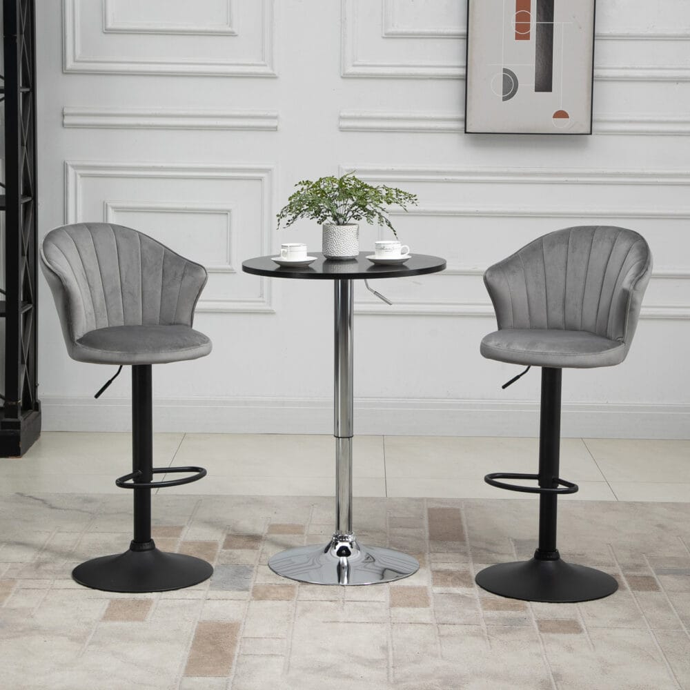 Barhocker 2er-Set drehbar höhenverstellbar Grau – Produktfoto zeigt modernes Design, hochwertige Materialien und funktionale Eigenschaften ideal für Wohn- oder Arbeitsbereiche. Perfekt als Einrichtungsinspiration oder zur Produktpräsentation in einem Onlineshop.