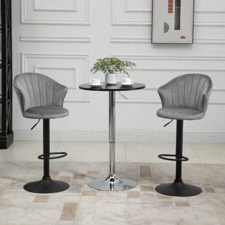 Barhocker 2er-Set drehbar höhenverstellbar Grau – Produktfoto zeigt modernes Design, hochwertige Materialien und funktionale Eigenschaften ideal für Wohn- oder Arbeitsbereiche. Perfekt als Einrichtungsinspiration oder zur Produktpräsentation in einem Onlineshop.