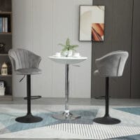 Barhocker 2er-Set drehbar höhenverstellbar Grau – Produktfoto zeigt modernes Design, hochwertige Materialien und funktionale Eigenschaften ideal für Wohn- oder Arbeitsbereiche. Perfekt als Einrichtungsinspiration oder zur Produktpräsentation in einem Onlineshop.
