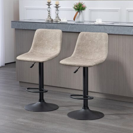 Barhocker 2er-Set drehbar & höhenverstellbar Kunstlederbezug Beige – Produktfoto zeigt modernes Design, hochwertige Materialien und funktionale Eigenschaften ideal für Wohn- oder Arbeitsbereiche. Perfekt als Einrichtungsinspiration oder zur Produktpräsentation in einem Onlineshop.