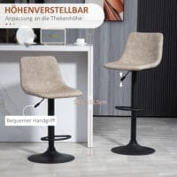 Barhocker 2er-Set drehbar & höhenverstellbar Kunstlederbezug Beige – Produktfoto zeigt modernes Design, hochwertige Materialien und funktionale Eigenschaften ideal für Wohn- oder Arbeitsbereiche. Perfekt als Einrichtungsinspiration oder zur Produktpräsentation in einem Onlineshop.