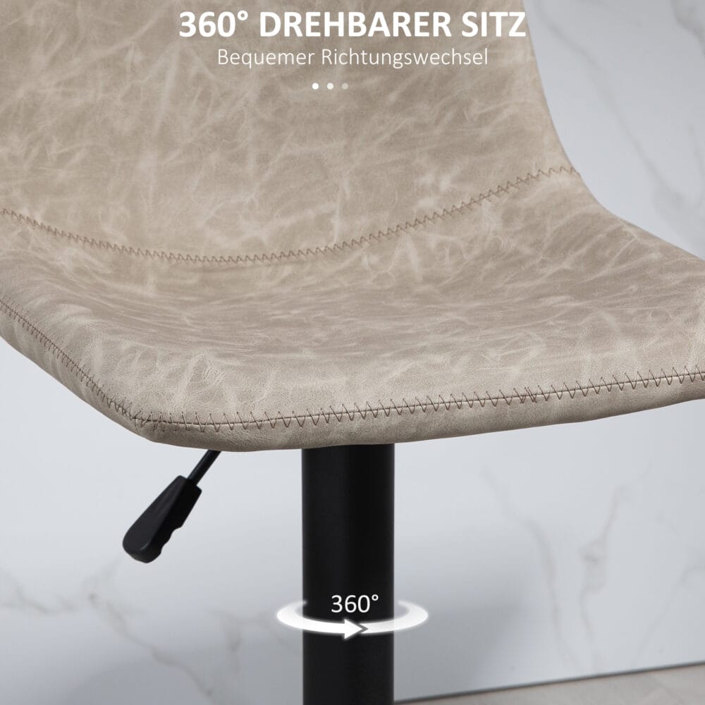 Barhocker 2er-Set drehbar & höhenverstellbar Kunstlederbezug Beige – Produktfoto zeigt modernes Design, hochwertige Materialien und funktionale Eigenschaften ideal für Wohn- oder Arbeitsbereiche. Perfekt als Einrichtungsinspiration oder zur Produktpräsentation in einem Onlineshop.