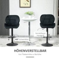 Barhocker 2er-Set drehbar höhenverstellbar Schwarz – Produktfoto zeigt modernes Design, hochwertige Materialien und funktionale Eigenschaften ideal für Wohn- oder Arbeitsbereiche. Perfekt als Einrichtungsinspiration oder zur Produktpräsentation in einem Onlineshop.
