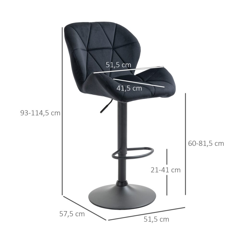 Barhocker 2er-Set drehbar höhenverstellbar Schwarz – Produktfoto zeigt modernes Design, hochwertige Materialien und funktionale Eigenschaften ideal für Wohn- oder Arbeitsbereiche. Perfekt als Einrichtungsinspiration oder zur Produktpräsentation in einem Onlineshop.