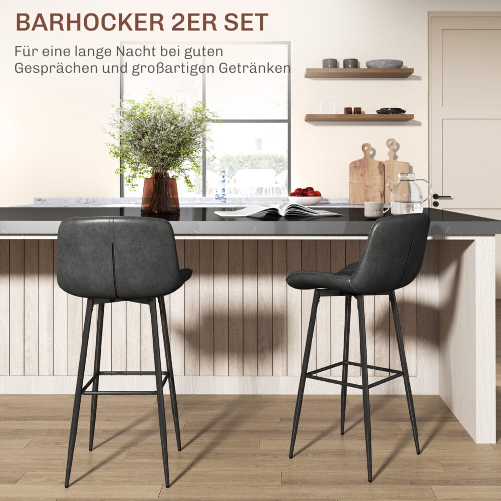 Barhocker 2er-Set drehbar Küchenstuhl Dunkelgrau – Produktfoto zeigt modernes Design, hochwertige Materialien und funktionale Eigenschaften ideal für Wohn- oder Arbeitsbereiche. Perfekt als Einrichtungsinspiration oder zur Produktpräsentation in einem Onlineshop.