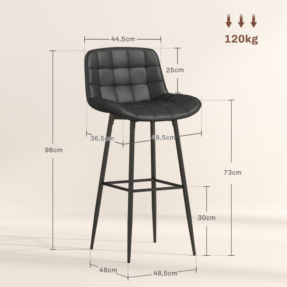 Barhocker 2er-Set drehbar Küchenstuhl Dunkelgrau – Produktfoto zeigt modernes Design, hochwertige Materialien und funktionale Eigenschaften ideal für Wohn- oder Arbeitsbereiche. Perfekt als Einrichtungsinspiration oder zur Produktpräsentation in einem Onlineshop.