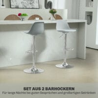 Barhocker 2er-Set gepolstert 360° drehbar höhenverstellbar Kunstleder Grau – Produktfoto zeigt modernes Design, hochwertige Materialien und funktionale Eigenschaften ideal für Wohn- oder Arbeitsbereiche. Perfekt als Einrichtungsinspiration oder zur Produktpräsentation in einem Onlineshop.