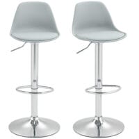 Barhocker 2er-Set gepolstert 360° drehbar höhenverstellbar Kunstleder Grau – Produktfoto zeigt modernes Design, hochwertige Materialien und funktionale Eigenschaften ideal für Wohn- oder Arbeitsbereiche. Perfekt als Einrichtungsinspiration oder zur Produktpräsentation in einem Onlineshop.