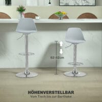 Barhocker 2er-Set gepolstert 360° drehbar höhenverstellbar Kunstleder Grau – Produktfoto zeigt modernes Design, hochwertige Materialien und funktionale Eigenschaften ideal für Wohn- oder Arbeitsbereiche. Perfekt als Einrichtungsinspiration oder zur Produktpräsentation in einem Onlineshop.