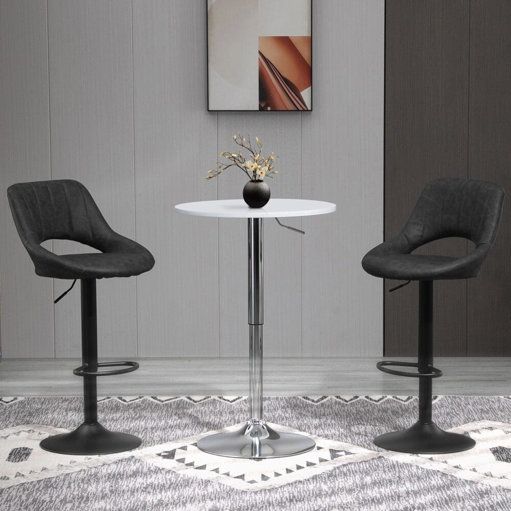 Barhocker 2er-Set höhenverstellbar Lederoptik Grau – Produktfoto zeigt modernes Design, hochwertige Materialien und funktionale Eigenschaften ideal für Wohn- oder Arbeitsbereiche. Perfekt als Einrichtungsinspiration oder zur Produktpräsentation in einem Onlineshop.