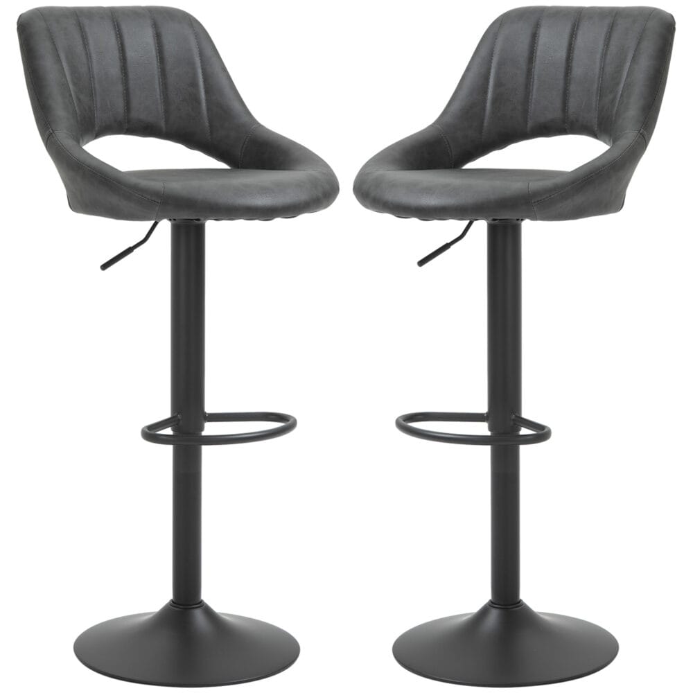 Barhocker 2er-Set höhenverstellbar Lederoptik Grau – Produktfoto zeigt modernes Design, hochwertige Materialien und funktionale Eigenschaften ideal für Wohn- oder Arbeitsbereiche. Perfekt als Einrichtungsinspiration oder zur Produktpräsentation in einem Onlineshop.