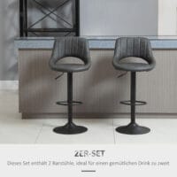 Barhocker 2er-Set höhenverstellbar Lederoptik Grau – Produktfoto zeigt modernes Design, hochwertige Materialien und funktionale Eigenschaften ideal für Wohn- oder Arbeitsbereiche. Perfekt als Einrichtungsinspiration oder zur Produktpräsentation in einem Onlineshop.