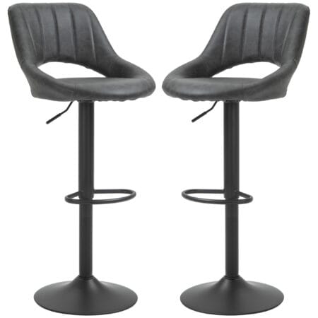 Barhocker 2er-Set höhenverstellbar Lederoptik Grau – Produktfoto zeigt modernes Design, hochwertige Materialien und funktionale Eigenschaften ideal für Wohn- oder Arbeitsbereiche. Perfekt als Einrichtungsinspiration oder zur Produktpräsentation in einem Onlineshop.
