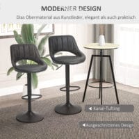 Barhocker 2er-Set höhenverstellbar Lederoptik Grau – Produktfoto zeigt modernes Design, hochwertige Materialien und funktionale Eigenschaften ideal für Wohn- oder Arbeitsbereiche. Perfekt als Einrichtungsinspiration oder zur Produktpräsentation in einem Onlineshop.