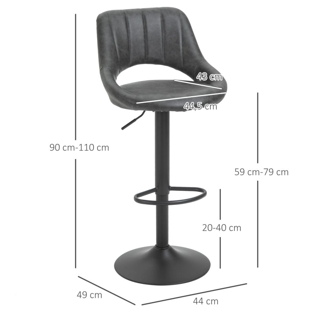 Barhocker 2er-Set höhenverstellbar Lederoptik Grau – Produktfoto zeigt modernes Design, hochwertige Materialien und funktionale Eigenschaften ideal für Wohn- oder Arbeitsbereiche. Perfekt als Einrichtungsinspiration oder zur Produktpräsentation in einem Onlineshop.