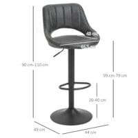 Barhocker 2er-Set höhenverstellbar Lederoptik Grau – Produktfoto zeigt modernes Design, hochwertige Materialien und funktionale Eigenschaften ideal für Wohn- oder Arbeitsbereiche. Perfekt als Einrichtungsinspiration oder zur Produktpräsentation in einem Onlineshop.