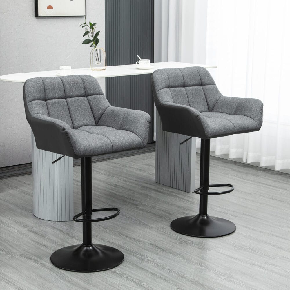 Barhocker 2er-Set höhenverstellbar modern Grau – Produktfoto zeigt modernes Design, hochwertige Materialien und funktionale Eigenschaften ideal für Wohn- oder Arbeitsbereiche. Perfekt als Einrichtungsinspiration oder zur Produktpräsentation in einem Onlineshop.