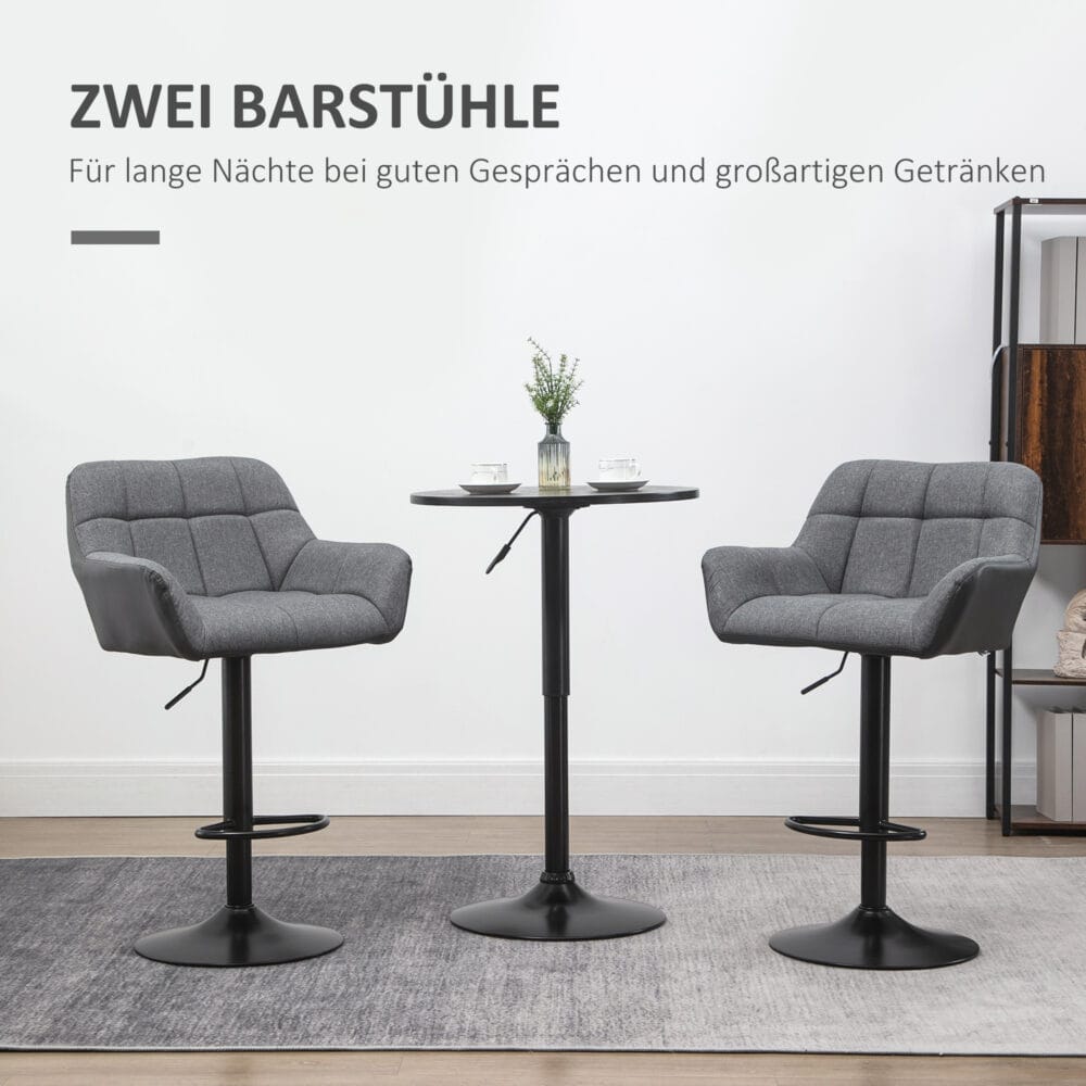 Barhocker 2er-Set höhenverstellbar modern Grau – Produktfoto zeigt modernes Design, hochwertige Materialien und funktionale Eigenschaften ideal für Wohn- oder Arbeitsbereiche. Perfekt als Einrichtungsinspiration oder zur Produktpräsentation in einem Onlineshop.