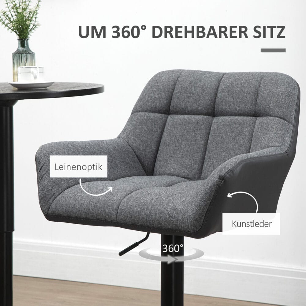 Barhocker 2er-Set höhenverstellbar modern Grau – Produktfoto zeigt modernes Design, hochwertige Materialien und funktionale Eigenschaften ideal für Wohn- oder Arbeitsbereiche. Perfekt als Einrichtungsinspiration oder zur Produktpräsentation in einem Onlineshop.