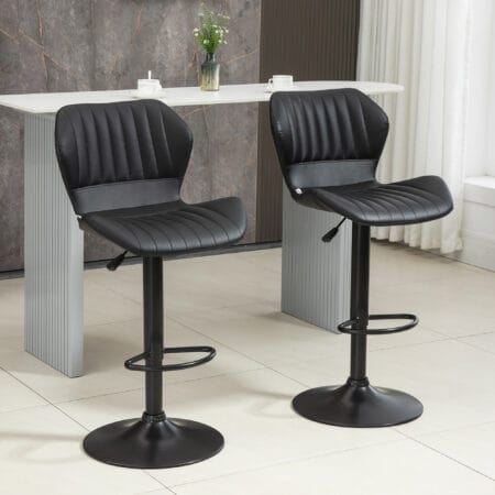 Barhocker 2er-Set höhenverstellbar modern Schwarz – Produktfoto zeigt modernes Design, hochwertige Materialien und funktionale Eigenschaften ideal für Wohn- oder Arbeitsbereiche. Perfekt als Einrichtungsinspiration oder zur Produktpräsentation in einem Onlineshop.