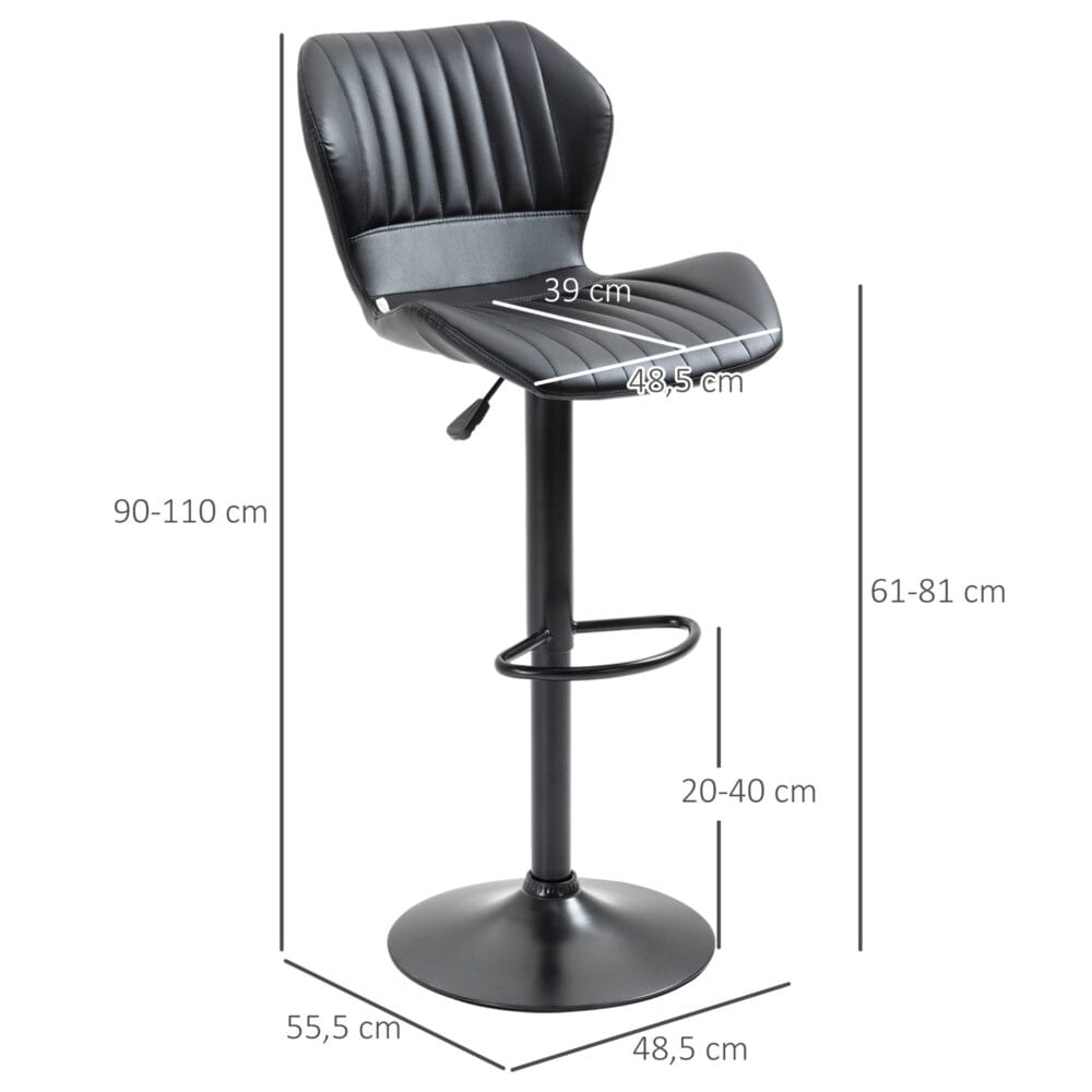 Barhocker 2er-Set höhenverstellbar modern Schwarz – Produktfoto zeigt modernes Design, hochwertige Materialien und funktionale Eigenschaften ideal für Wohn- oder Arbeitsbereiche. Perfekt als Einrichtungsinspiration oder zur Produktpräsentation in einem Onlineshop.