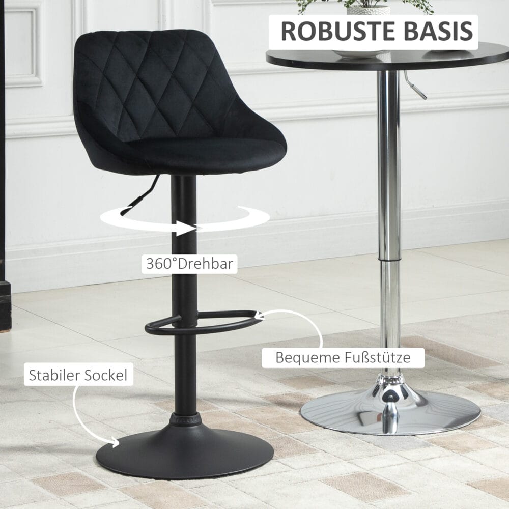 Barhocker 2er-Set höhenverstellbar Schwarz – Produktfoto zeigt modernes Design, hochwertige Materialien und funktionale Eigenschaften ideal für Wohn- oder Arbeitsbereiche. Perfekt als Einrichtungsinspiration oder zur Produktpräsentation in einem Onlineshop.