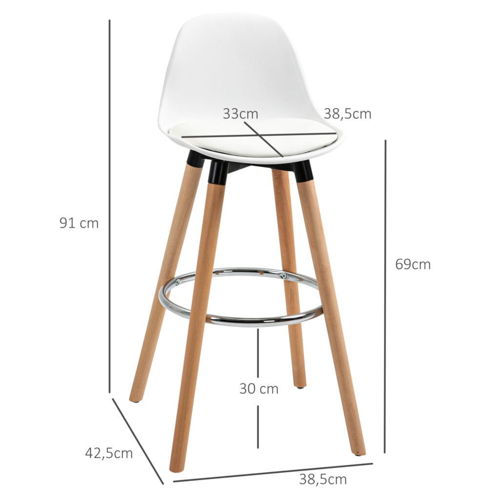 Barhocker 2er-Set Kunstleder 38,5x42,5x91cm Weiss – Produktfoto zeigt modernes Design, hochwertige Materialien und funktionale Eigenschaften ideal für Wohn- oder Arbeitsbereiche. Perfekt als Einrichtungsinspiration oder zur Produktpräsentation in einem Onlineshop.