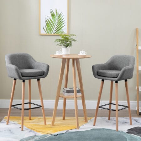 Barhocker 2er-Set mit Fussstütze Leinenbezug Grau – Produktfoto zeigt modernes Design, hochwertige Materialien und funktionale Eigenschaften ideal für Wohn- oder Arbeitsbereiche. Perfekt als Einrichtungsinspiration oder zur Produktpräsentation in einem Onlineshop.
