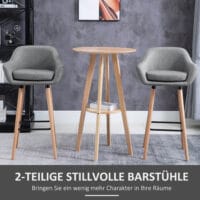 Barhocker 2er-Set mit Fussstütze Leinenbezug Grau – Produktfoto zeigt modernes Design, hochwertige Materialien und funktionale Eigenschaften ideal für Wohn- oder Arbeitsbereiche. Perfekt als Einrichtungsinspiration oder zur Produktpräsentation in einem Onlineshop.