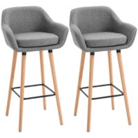 Barhocker 2er-Set mit Fussstütze Leinenbezug Grau – Produktfoto zeigt modernes Design, hochwertige Materialien und funktionale Eigenschaften ideal für Wohn- oder Arbeitsbereiche. Perfekt als Einrichtungsinspiration oder zur Produktpräsentation in einem Onlineshop.