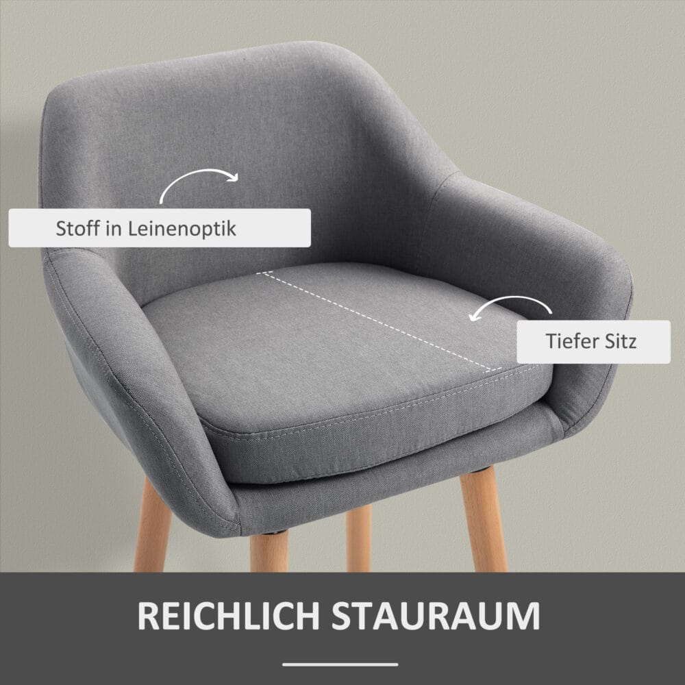 Barhocker 2er-Set mit Fussstütze Leinenbezug Grau – Produktfoto zeigt modernes Design, hochwertige Materialien und funktionale Eigenschaften ideal für Wohn- oder Arbeitsbereiche. Perfekt als Einrichtungsinspiration oder zur Produktpräsentation in einem Onlineshop.