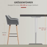 Barhocker 2er-Set mit Fussstütze Leinenbezug Grau – Produktfoto zeigt modernes Design, hochwertige Materialien und funktionale Eigenschaften ideal für Wohn- oder Arbeitsbereiche. Perfekt als Einrichtungsinspiration oder zur Produktpräsentation in einem Onlineshop.