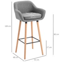 Barhocker 2er-Set mit Fussstütze Leinenbezug Grau – Produktfoto zeigt modernes Design, hochwertige Materialien und funktionale Eigenschaften ideal für Wohn- oder Arbeitsbereiche. Perfekt als Einrichtungsinspiration oder zur Produktpräsentation in einem Onlineshop.
