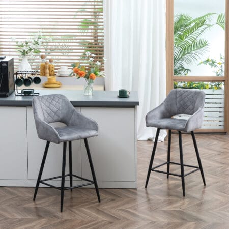 Barhocker 2er-Set mit Fussstütze modern Grau – Produktfoto zeigt modernes Design, hochwertige Materialien und funktionale Eigenschaften ideal für Wohn- oder Arbeitsbereiche. Perfekt als Einrichtungsinspiration oder zur Produktpräsentation in einem Onlineshop.