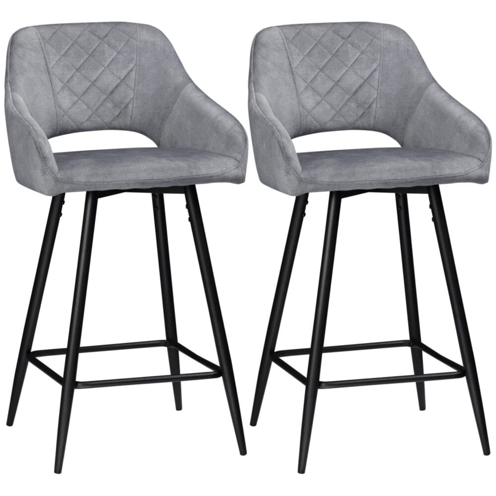 Barhocker 2er-Set mit Fussstütze modern Grau – Produktfoto zeigt modernes Design, hochwertige Materialien und funktionale Eigenschaften ideal für Wohn- oder Arbeitsbereiche. Perfekt als Einrichtungsinspiration oder zur Produktpräsentation in einem Onlineshop.