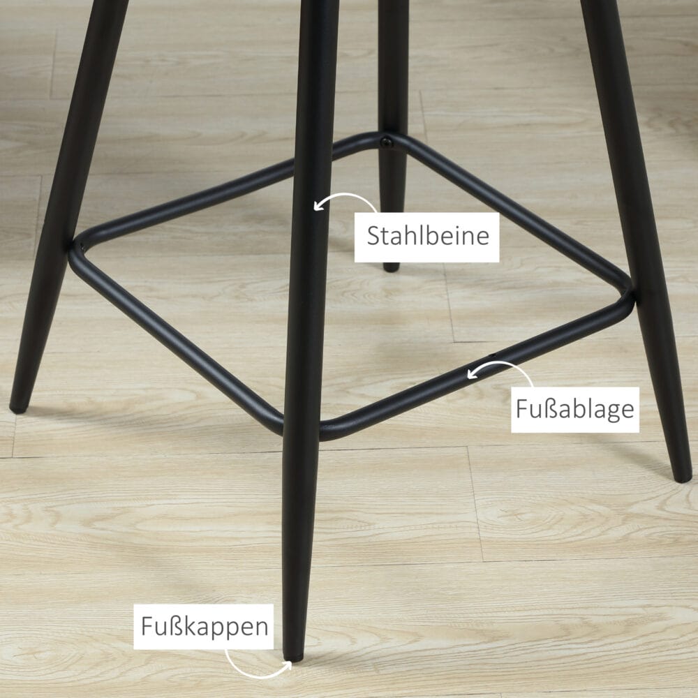 Barhocker 2er-Set mit Fussstütze modern Grau – Produktfoto zeigt modernes Design, hochwertige Materialien und funktionale Eigenschaften ideal für Wohn- oder Arbeitsbereiche. Perfekt als Einrichtungsinspiration oder zur Produktpräsentation in einem Onlineshop.