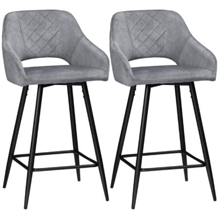 Barhocker 2er-Set mit Fussstütze modern Grau – Produktfoto zeigt modernes Design, hochwertige Materialien und funktionale Eigenschaften ideal für Wohn- oder Arbeitsbereiche. Perfekt als Einrichtungsinspiration oder zur Produktpräsentation in einem Onlineshop.