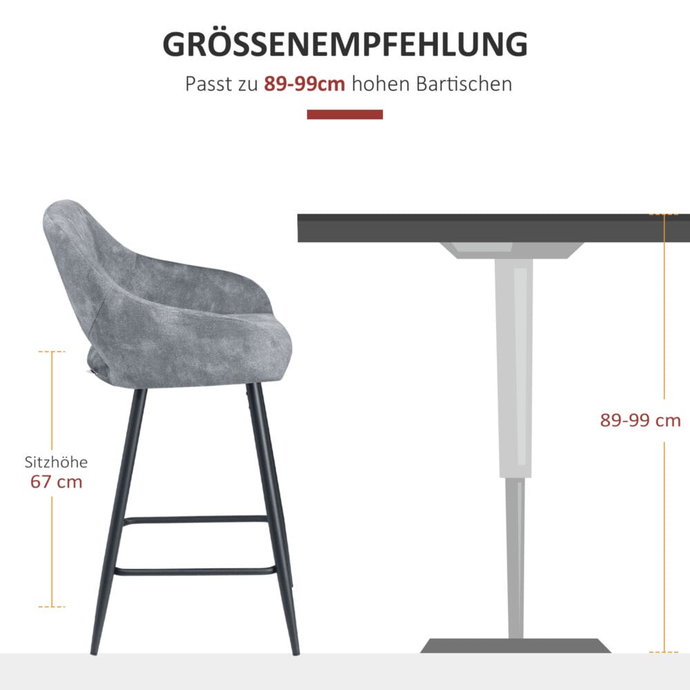 Barhocker 2er-Set mit Fussstütze modern Grau – Produktfoto zeigt modernes Design, hochwertige Materialien und funktionale Eigenschaften ideal für Wohn- oder Arbeitsbereiche. Perfekt als Einrichtungsinspiration oder zur Produktpräsentation in einem Onlineshop.