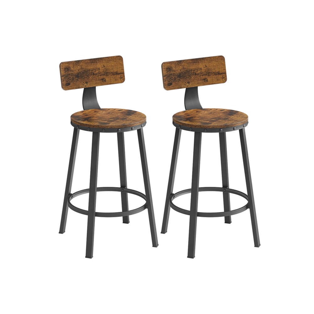 Set aus zwei höhenverstellbaren Barhockern im IndustrialVIBE-Stil mit Metallgestell.