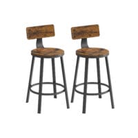 Set aus zwei höhenverstellbaren Barhockern im IndustrialVIBE-Stil mit Metallgestell.