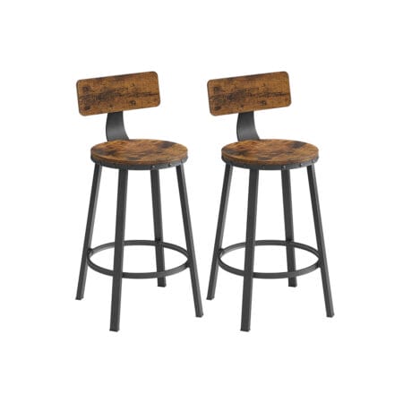 Set aus zwei höhenverstellbaren Barhockern im IndustrialVIBE-Stil mit Metallgestell.