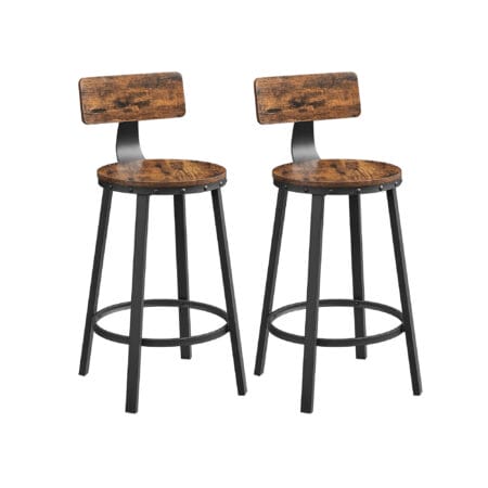 Set aus zwei höhenverstellbaren Barhockern im IndustrialVIBE-Stil mit Metallgestell.