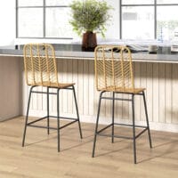 Barhocker Boho-Design mit Lehne & Fussstütze Gelb & Schwarz – Produktfoto zeigt modernes Design, hochwertige Materialien und funktionale Eigenschaften ideal für Wohn- oder Arbeitsbereiche. Perfekt als Einrichtungsinspiration oder zur Produktpräsentation in einem Onlineshop.