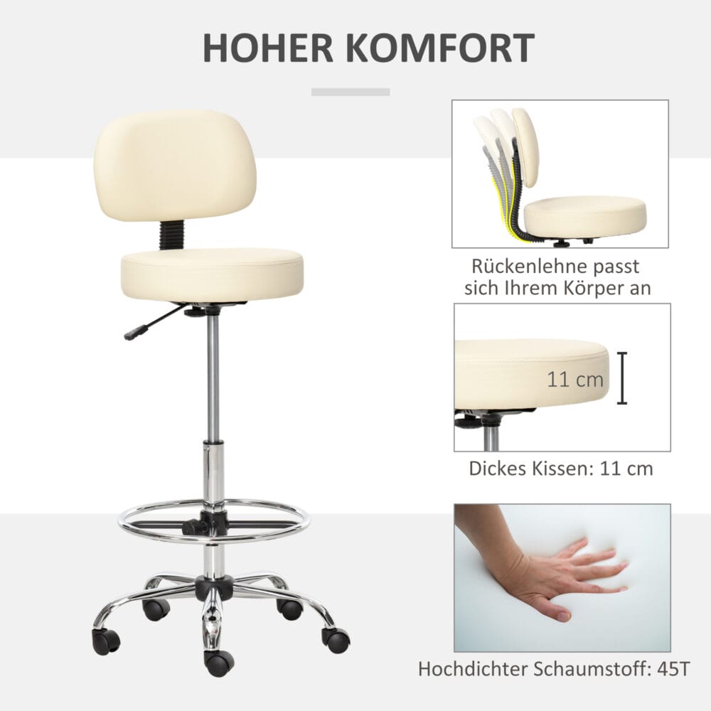 Barhocker drehbar höhenverstellbar Beige – Produktfoto zeigt modernes Design, hochwertige Materialien und funktionale Eigenschaften ideal für Wohn- oder Arbeitsbereiche. Perfekt als Einrichtungsinspiration oder zur Produktpräsentation in einem Onlineshop.