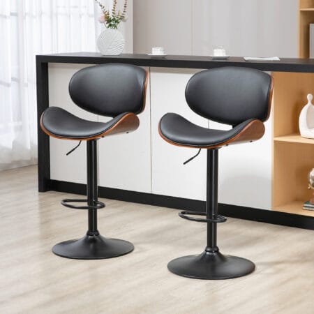 Barhocker höhenverstellbar Kunstleder mit Drehfunktion Schwarz – Produktfoto zeigt modernes Design, hochwertige Materialien und funktionale Eigenschaften ideal für Wohn- oder Arbeitsbereiche. Perfekt als Einrichtungsinspiration oder zur Produktpräsentation in einem Onlineshop.