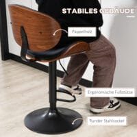 Barhocker höhenverstellbar Kunstleder mit Drehfunktion Schwarz – Produktfoto zeigt modernes Design, hochwertige Materialien und funktionale Eigenschaften ideal für Wohn- oder Arbeitsbereiche. Perfekt als Einrichtungsinspiration oder zur Produktpräsentation in einem Onlineshop.