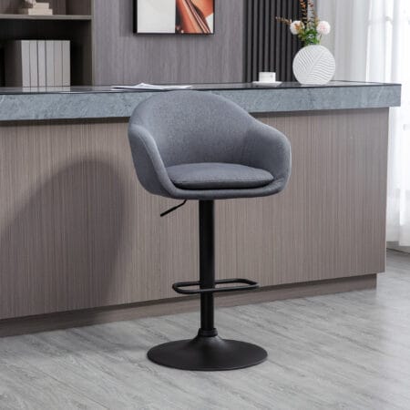 Barhocker höhenverstellbar mit Lehne & Fussstütze Grau – Produktfoto zeigt modernes Design, hochwertige Materialien und funktionale Eigenschaften ideal für Wohn- oder Arbeitsbereiche. Perfekt als Einrichtungsinspiration oder zur Produktpräsentation in einem Onlineshop.