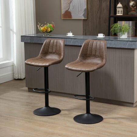 Barhocker Kunstleder höhenverstellbar mit Fussring Braun – Produktfoto zeigt modernes Design, hochwertige Materialien und funktionale Eigenschaften ideal für Wohn- oder Arbeitsbereiche. Perfekt als Einrichtungsinspiration oder zur Produktpräsentation in einem Onlineshop.